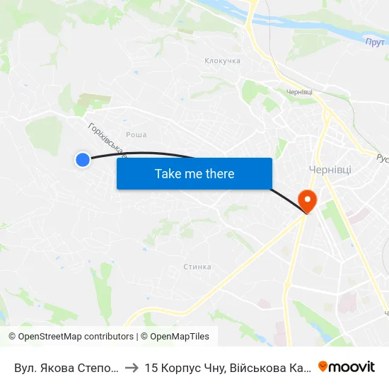 Вул. Якова Степового to 15 Корпус Чну, Військова Кафедра map