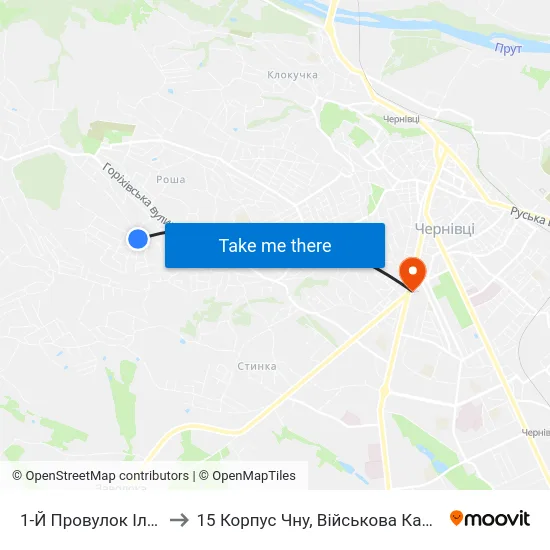 1-Й Провулок Іліуци to 15 Корпус Чну, Військова Кафедра map