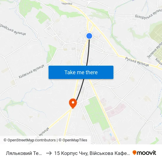 Ляльковий Театр to 15 Корпус Чну, Військова Кафедра map