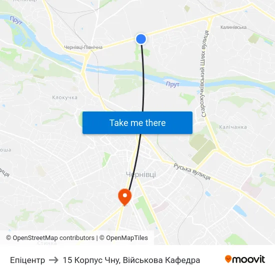 Епіцентр to 15 Корпус Чну, Військова Кафедра map