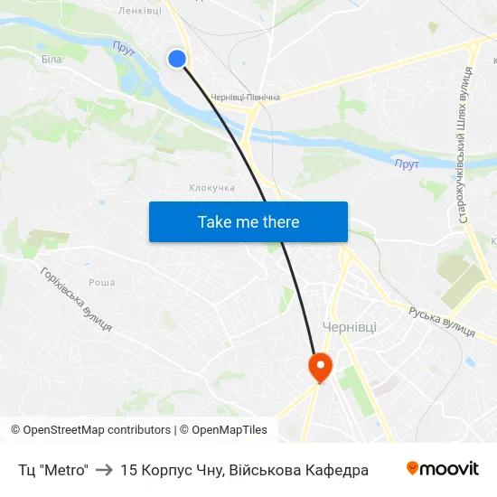 Тц "Metro" to 15 Корпус Чну, Військова Кафедра map