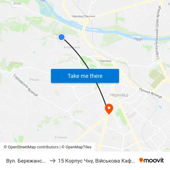 Вул. Бережанська to 15 Корпус Чну, Військова Кафедра map