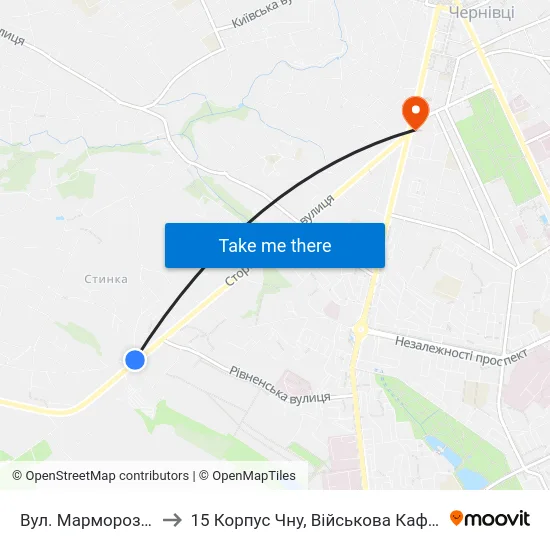 Вул. Марморозька to 15 Корпус Чну, Військова Кафедра map