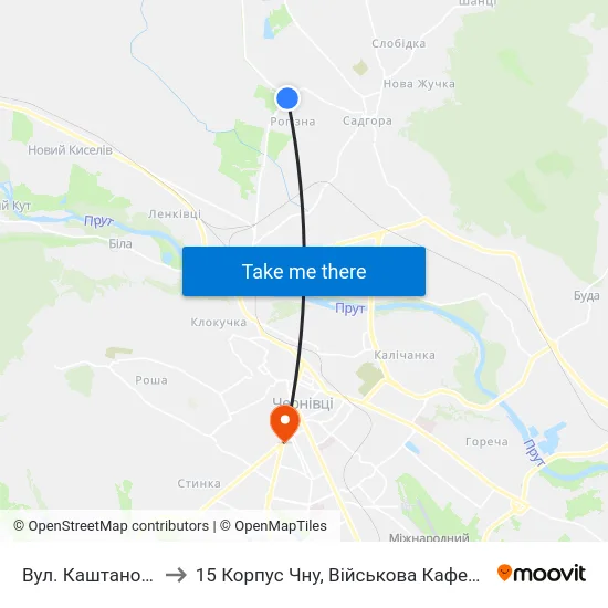Вул. Каштанова to 15 Корпус Чну, Військова Кафедра map