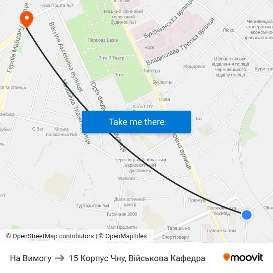 На Вимогу to 15 Корпус Чну, Військова Кафедра map