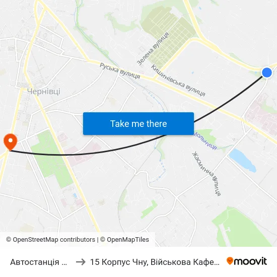 Автостанція №2 to 15 Корпус Чну, Військова Кафедра map