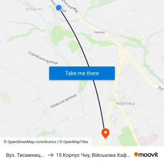 Вул. Тисменицька to 15 Корпус Чну, Військова Кафедра map
