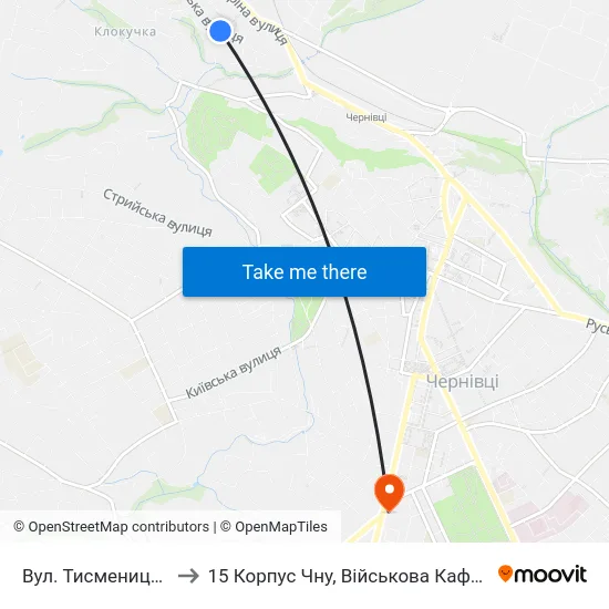 Вул. Тисменицька to 15 Корпус Чну, Військова Кафедра map