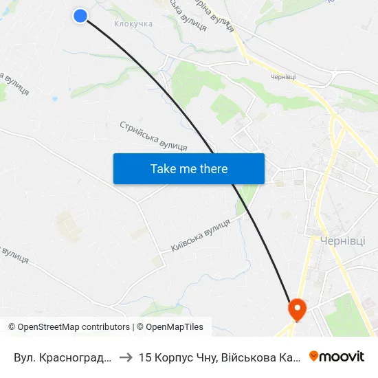 Вул. Красноградська to 15 Корпус Чну, Військова Кафедра map