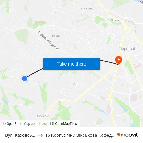 Вул. Каховська to 15 Корпус Чну, Військова Кафедра map