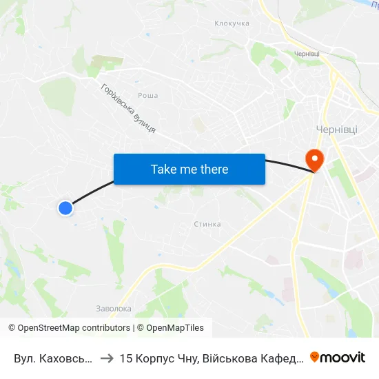 Вул. Каховська to 15 Корпус Чну, Військова Кафедра map