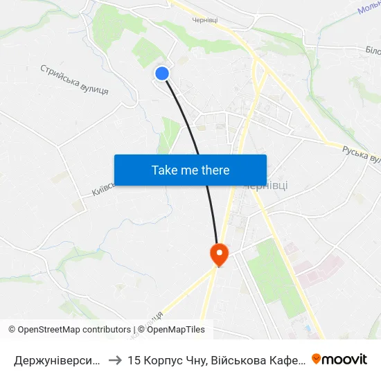 Держуніверситет to 15 Корпус Чну, Військова Кафедра map