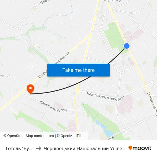Готель "Буковина" to Чернівецький Національний Університет, Корпус №9 map