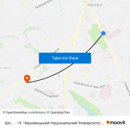 Школа to Чернівецький Національний Університет, Корпус №9 map