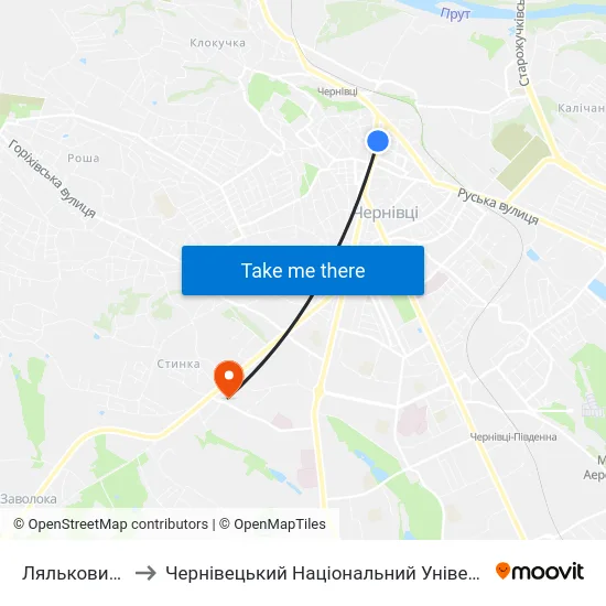 Ляльковий Театр to Чернівецький Національний Університет, Корпус №9 map