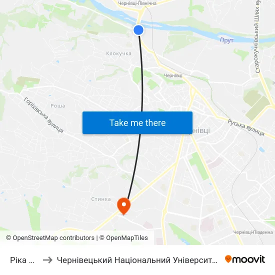 Ріка Прут to Чернівецький Національний Університет, Корпус №9 map