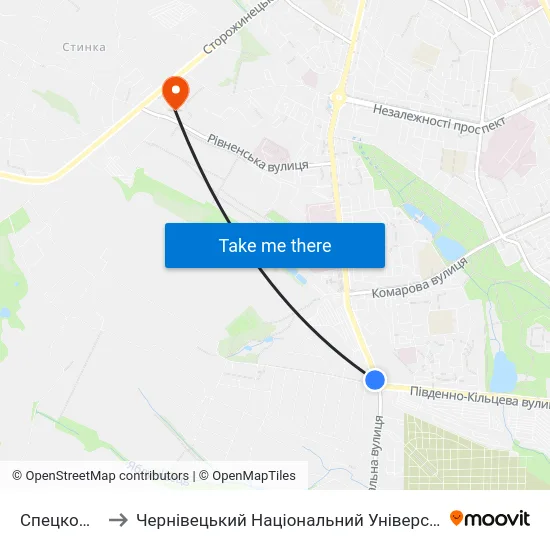 Спецкомбінат to Чернівецький Національний Університет, Корпус №9 map