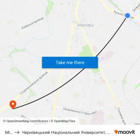 Міст to Чернівецький Національний Університет, Корпус №9 map