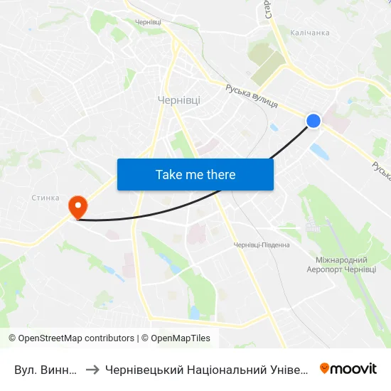 Вул. Винниченка to Чернівецький Національний Університет, Корпус №9 map