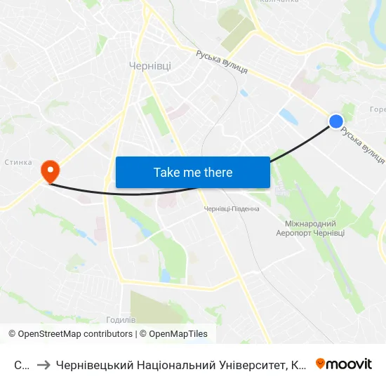 Сто to Чернівецький Національний Університет, Корпус №9 map