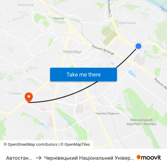 Автостанція №2 to Чернівецький Національний Університет, Корпус №9 map