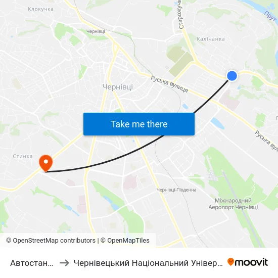 Автостанція №2 to Чернівецький Національний Університет, Корпус №9 map