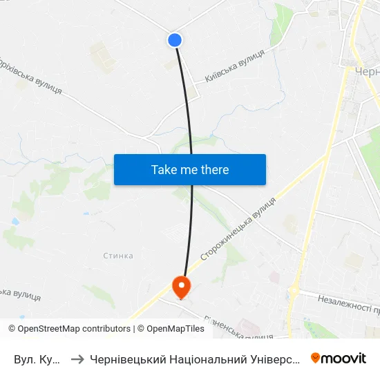 Вул. Курська to Чернівецький Національний Університет, Корпус №9 map