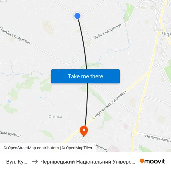 Вул. Курська to Чернівецький Національний Університет, Корпус №9 map