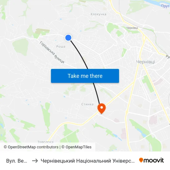Вул. Вербова to Чернівецький Національний Університет, Корпус №9 map