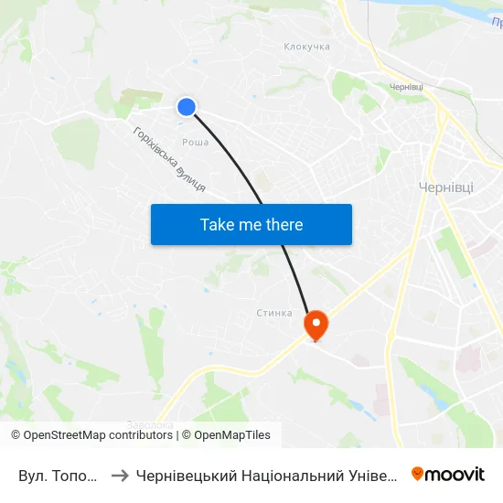 Вул. Топорівська to Чернівецький Національний Університет, Корпус №9 map