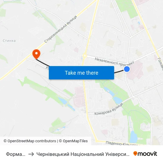 Формаркет to Чернівецький Національний Університет, Корпус №9 map