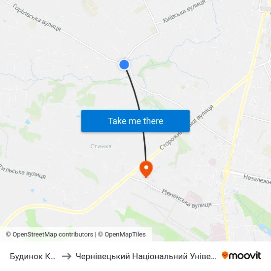 Будинок Культури to Чернівецький Національний Університет, Корпус №9 map