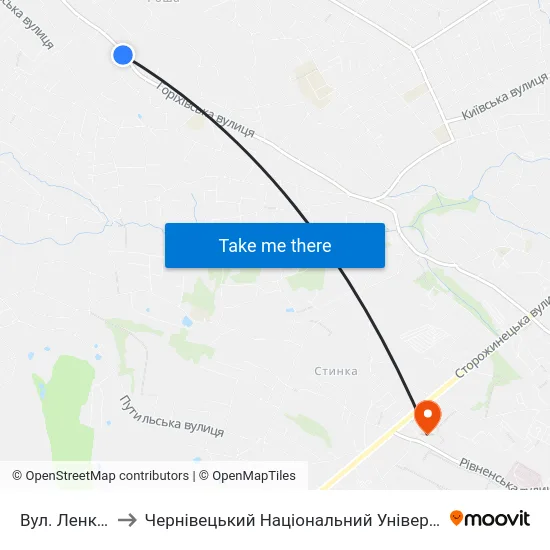 Вул. Ленківська to Чернівецький Національний Університет, Корпус №9 map