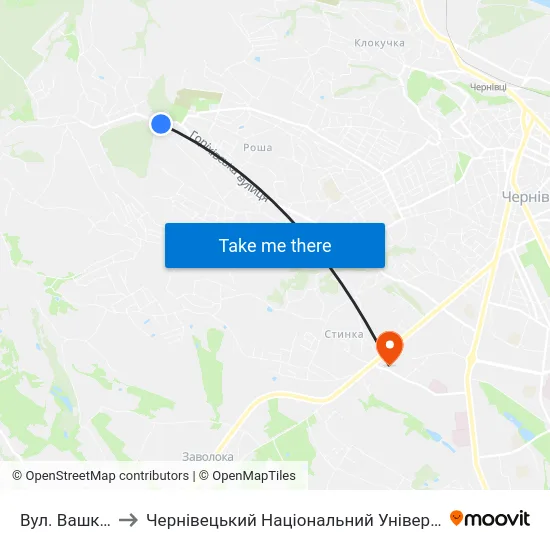 Вул. Вашківська to Чернівецький Національний Університет, Корпус №9 map