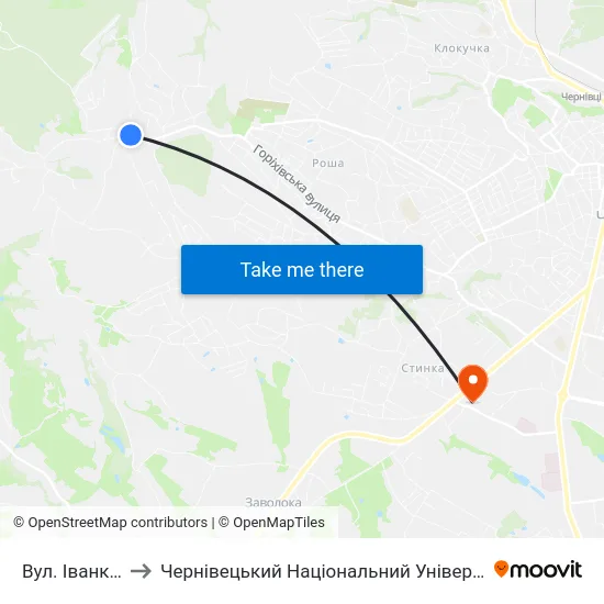 Вул. Іванківська to Чернівецький Національний Університет, Корпус №9 map