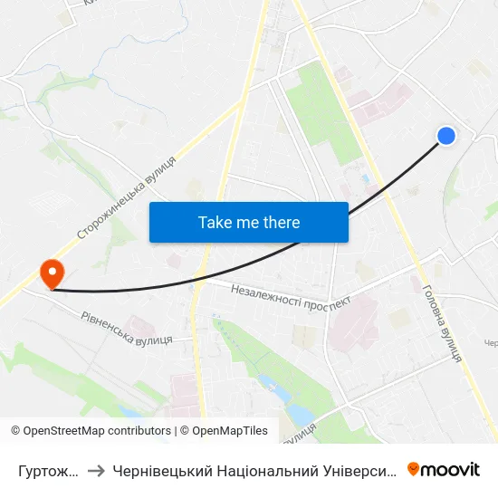 Гуртожиток to Чернівецький Національний Університет, Корпус №9 map