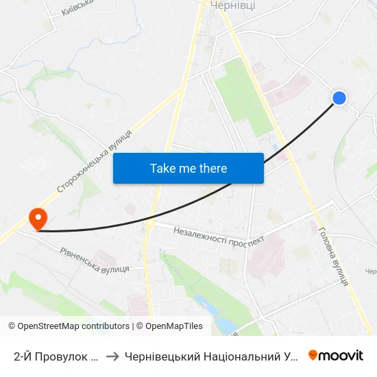 2-Й Провулок Кармелюка to Чернівецький Національний Університет, Корпус №9 map