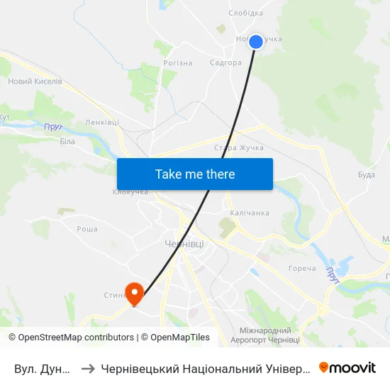 Вул. Дунайська to Чернівецький Національний Університет, Корпус №9 map