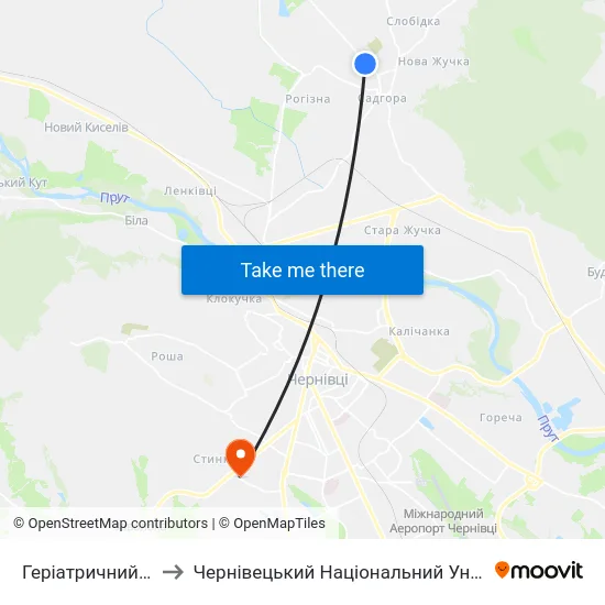 Геріатричний Пансіонат to Чернівецький Національний Університет, Корпус №9 map