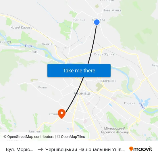 Вул. Моріса Тореза to Чернівецький Національний Університет, Корпус №9 map