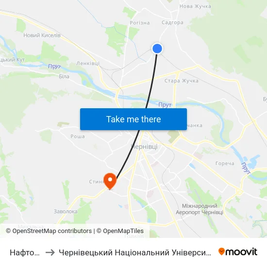 Нафтобаза to Чернівецький Національний Університет, Корпус №9 map
