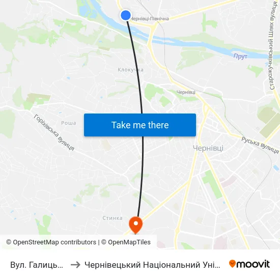 Вул. Галицький Шлях to Чернівецький Національний Університет, Корпус №9 map