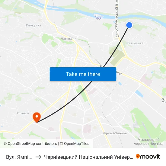 Вул. Ямпільська to Чернівецький Національний Університет, Корпус №9 map