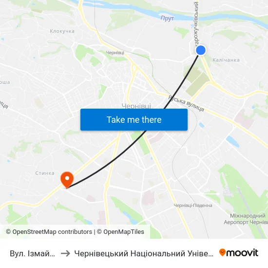 Вул. Ізмайлівська to Чернівецький Національний Університет, Корпус №9 map