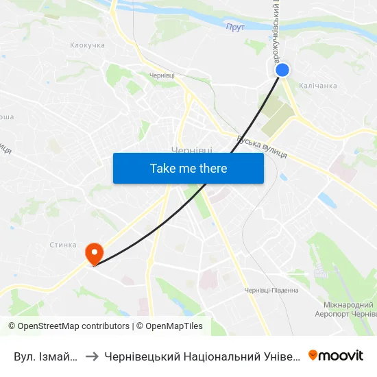 Вул. Ізмайлівська to Чернівецький Національний Університет, Корпус №9 map