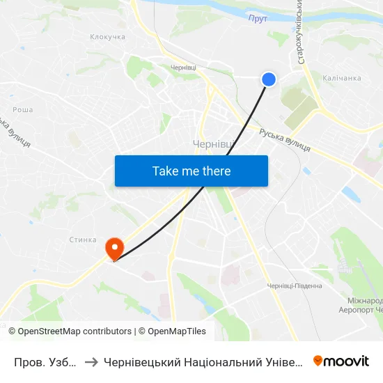 Пров. Узбецький to Чернівецький Національний Університет, Корпус №9 map