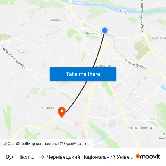 Вул. Нікопольська to Чернівецький Національний Університет, Корпус №9 map