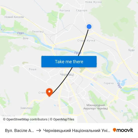 Вул. Васіле Александрі to Чернівецький Національний Університет, Корпус №9 map
