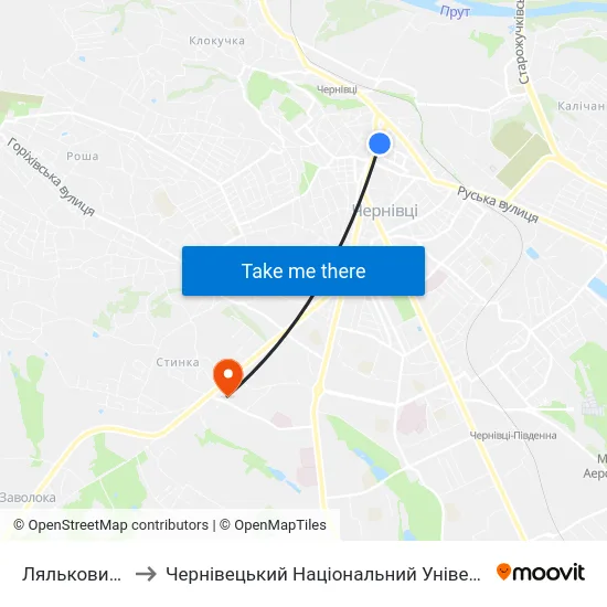 Ляльковий Театр to Чернівецький Національний Університет, Корпус №9 map