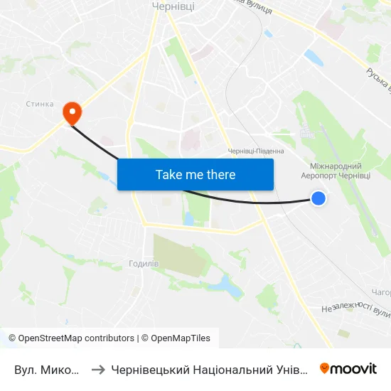 Вул. Миколаївська to Чернівецький Національний Університет, Корпус №9 map